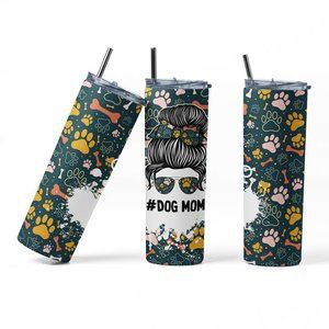 20oz Insulated Tumbler, Dog mom, Paw Prints, Dog Bones, Cute